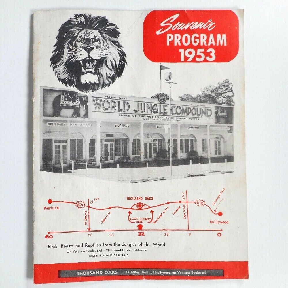VTG 50s Jungle Land World Compound Program Mabel Stark CA MGM Circus Lions